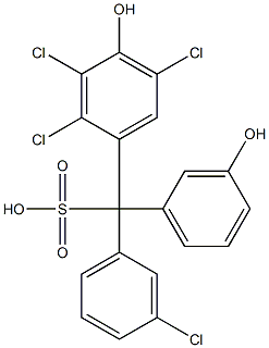 (3-Chlorophenyl)(2,3,5-trichloro-4-hydroxyphenyl)(3-hydroxyphenyl)methanesulfonic acid 구조식 이미지