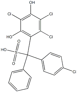 (4-Chlorophenyl)(2,3,5-trichloro-4,6-dihydroxyphenyl)phenylmethanesulfonic acid Structure
