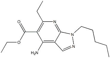1-Pentyl-4-amino-6-ethyl-1H-pyrazolo[3,4-b]pyridine-5-carboxylic acid ethyl ester 구조식 이미지