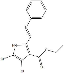 4,5-Dichloro-2-(phenyliminomethyl)-1H-pyrrole-3-carboxylic acid ethyl ester 구조식 이미지