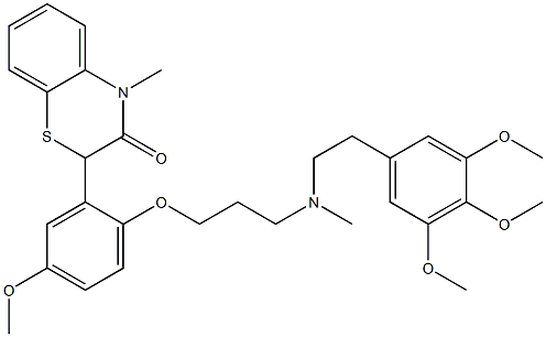 2-[2-[3-[N-[2-(3,4,5-Trimethoxyphenyl)ethyl]methylamino]propyloxy]-5-methoxyphenyl]-4-methyl-4H-1,4-benzothiazin-3(2H)-one 구조식 이미지