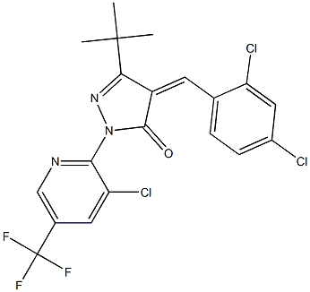4-((2,4-Dichlorophenyl)methylene)-3-(tert-butyl)-1-(3-chloro-5-(trifluoromethyl)(2-pyridyl))-2-pyrazolin-5-one 구조식 이미지