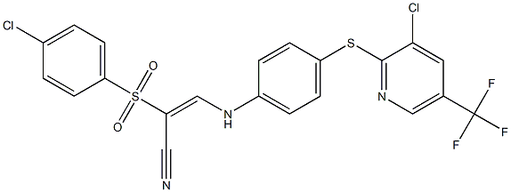 2-((4-Chlorophenyl)sulfonyl)-3-((4-(3-chloro-5-(trifluoromethyl)(2-pyridylthio))phenyl)amino)prop-2-enenitrile 구조식 이미지