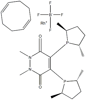 (-)-4,5-Bis[(2R,5R)-2,5-dimethylphospholanyl](1,2-dimethyl-1,2-dihydropyridazine-3,6-dione)(1,5-cyclooctadiene)rhodium(I) tetrafluoroborate 구조식 이미지