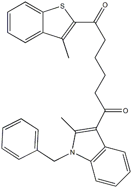 1-(1-BENZYL-2-METHYL-1H-INDOL-3-YL)-6-(3-METHYL-BENZO[B]THIOPHEN-2-YL)-HEXANE-1,6-DIONE 구조식 이미지