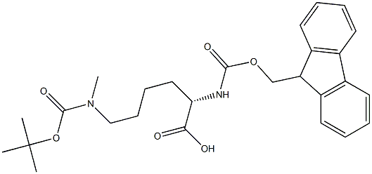 (S)-2-((((9H-fluoren-9-yl)methoxy)carbonyl)amino)-6-((tert-butoxycarbonyl)(methyl)amino)hexanoic acid 구조식 이미지