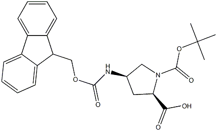 (2R,4R)-Fmoc-4-amino-1-Boc-pyrrolidine-2-carboxylic acid 구조식 이미지
