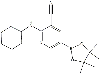 2-(cyclohexylamino)-5-(4,4,5,5-tetramethyl-1,3,2-dioxaborolan-2-yl)pyridine-3-carbonitrile 구조식 이미지
