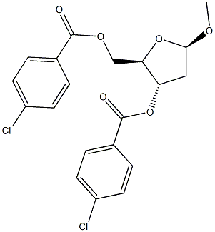 Methyl 3,5-di-O-(p-chlorobenzoyl)-2-deoxy-b-D-ribofuranoside Structure