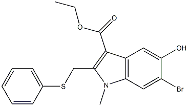 Ethyl 6-bromo-5-hydroxy-1-methyl-2-phenylthiomethyl-1H-indole-3-carboxylate Structure