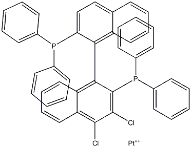 Dichloro[(S)-(-)-2,2'-bis(diphenylphosphino)-1,1-binaphthyl] platinum (II) Structure