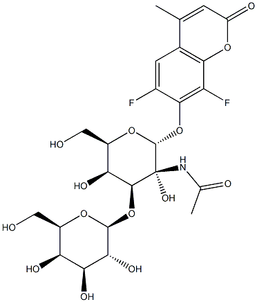 6,8-Difluoro-4-methylumbelliferyl 2-acetamido-3-O-(b-D-galactopyranosyl)-a-D-galactopyranoside 구조식 이미지