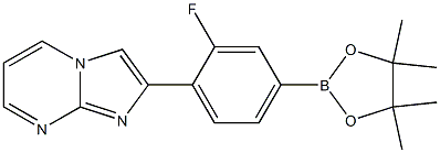 2-(2-fluoro-4-(4,4,5,5-tetramethyl-1,3,2-dioxaborolan-2-yl)phenyl)imidazo[1,2-a]pyrimidine 구조식 이미지