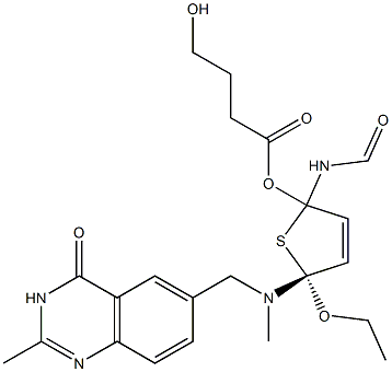 (S)-5-ethoxy-2-(5-(methyl((2-methyl-4-oxo-3,4-dihydroquinazolin-6-yl)methyl)amino)thiophene-2-carboxamido)-5-oxopentanoic acid Structure