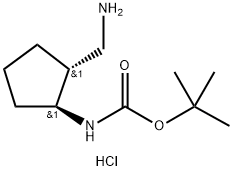 tert-butyl ((1S,2R)-2-(aminomethyl)cyclopentyl)carbamate hydrochloride Structure