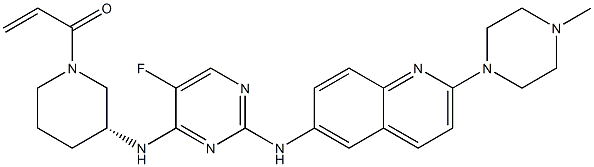 (R)-1-(3-((5-fluoro-2-((2-(4-methylpiperazin-1-yl)quinolin-6-yl)amino)pyrimidin-4-yl)amino)piperidin-1-yl)prop-2-en-1-one 구조식 이미지