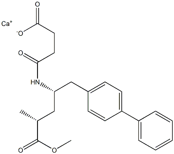 monocalciummono(4-(((2S,4R)-1-([1,1'-biphenyl]-4-yl)-5- methoxy-4-methyl-5-oxopentan-2-yl)amino)-4-oxobutanoate) Structure