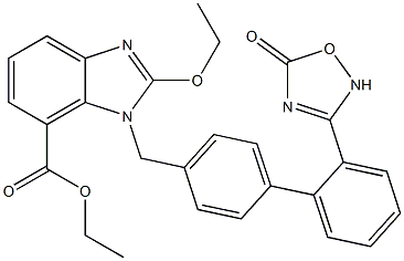 1-[[2'-(2,5-Dihydro-5-oxo-1,2,4-oxadiazol-3-yl)[1,1'-biphenyl]-4-yl]methyl ]-2-Ethoxy-1H-benzimidazole-7-carboxylic acid ethyl ester Structure
