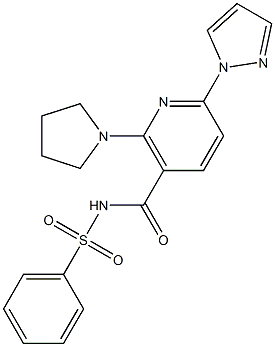 N-(phenylsulfonyl)-6-(1H-pyrazol-1-yl)-2-(pyrrolidin-1-yl)nicotinamide Structure