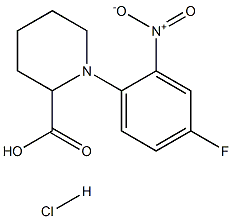 1-(4-FLUORO-2-NITROPHENYL)PIPERIDINE-2-CARBOXYLIC ACID HYDROCHLORIDE 구조식 이미지