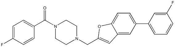 1-(4-FLUOROBENZOYL)-4-([5-(3-FLUOROPHENYL)-1-BENZOFURAN-2-YL]METHYL)PIPERAZINE 구조식 이미지