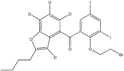 2-n-Butyl-4-[(2-Bromoethoxy)-3,5-diiodobenzoyl]benzofuran-D4 구조식 이미지