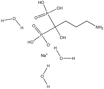 4-amino-(1-hydroxybutylidene)-1,1-diphosphonic acid monosodium salt trihydrate 구조식 이미지