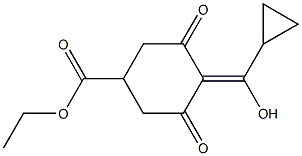 Ethyl 4-cyclopropyl(hydroxy)methylene-3,5-dioxocyclohexanecarboxylate Structure