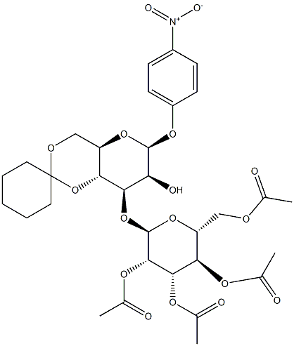 p-Nitrophenyl 3-O-(2,3,4,6-Tetra-O-acetyl-a-D-mannopyranosyl)-4,6-O-cyclohexylidene-b-D-mannopyranoside 구조식 이미지