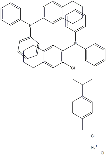 Chloro[(R)-(+)-2,2'-bis(diphenylphosphino)-5,5',6,6',7,7',8,8'-octahydro-1,1'-binaphthyl](p-cymene)ruthenium(II)chloride Structure