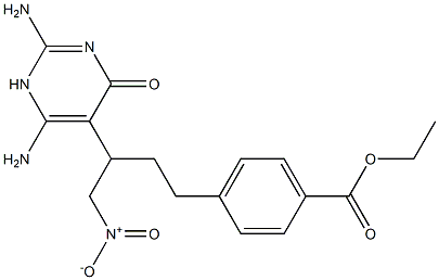 4-(3-(2,6-diamino-1,4-dihydro-4-oxo-5-pyrimidinyl)-4-nitrobutyl)benzoic acid ethyl ester Structure