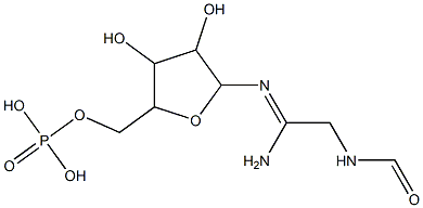 [5-[(1-amino-2-formamido-ethylidene)amino]-3,4-dihydroxy-oxolan-2-yl]methoxyphosphonic acid 구조식 이미지