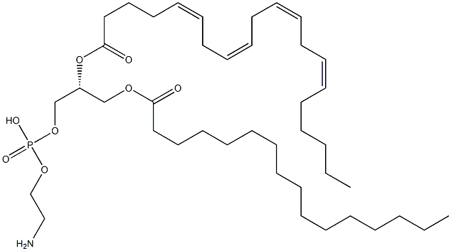 2-aminoethoxy-[(2R)-3-hexadecanoyloxy-2-[(5Z,8Z,11Z,14Z)-icosa-5,8,11,14-tetraenoyl]oxy-propoxy]phosphinic acid 구조식 이미지