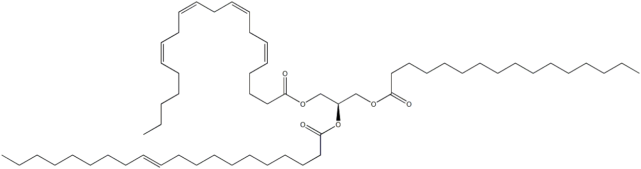 1-hexadecanoyl-2-(11Z-eicosenoyl)-3-(5Z,8Z,11Z,14Z-eicosatetraenoyl)-sn-glycerol 구조식 이미지