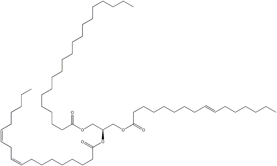 1-(9Z-hexadecenoyl)-2-(9Z,12Z-octadecadienoyl)-3-eicosanoyl-sn-glycerol 구조식 이미지