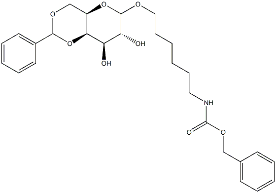 6-benzyloxycarbonylaminohexyl-4,6-O-benzylidene-galactopyranoside Structure