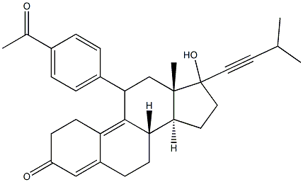 11-(4-acetophenyl)-17-hydroxy-17-(3-methyl-1-butynyl)-4,9-estradien-3-one Structure