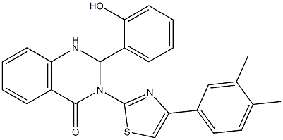 3-(4-(3,4-dimethylphenyl)-1,3-thiazol-2-yl)-2-(2-hydroxyphenyl)-1,2,3,4-tetrahydroquinazolin-4-one Structure