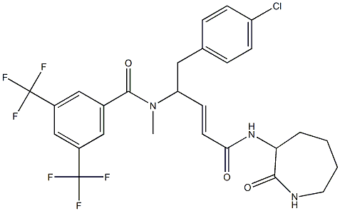 N-(1-(4-chloro-benzyl)-3-(2-oxo-azepan-3-ylcarbamoyl)-allyl)-N-methyl-3,5,-bis-trifluoromethyl-benzamide Structure