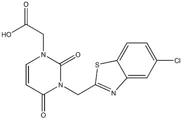 3-((5-chlorobenzothiazol-2-yl)methyl)-1,2,3,4-tetrahydro-2,4-dioxopyrimidine-1-acetic acid Structure