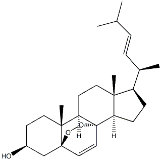 5,8 alpha-epidioxy-(22E)-24-nor-5 alpha-cholesta-6,22-dien-3 beta-ol 구조식 이미지