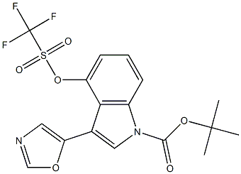 1-(tert-butoxycarbonyl)-4-trifluoromethylsulfonyloxy-3-(oxazol-5-yl)indole Structure