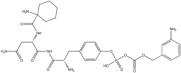 3-amino-phenylmethoxycarbonyl-phosphotyrosyl-1-aminocyclohexanecarbonyl-asparaginamide Structure