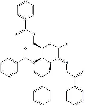 3,4,6-tri-O-benzoyl-2-(benzoyloxyimino)-2-deoxy-lyxo-hexopyranosyl bromide Structure