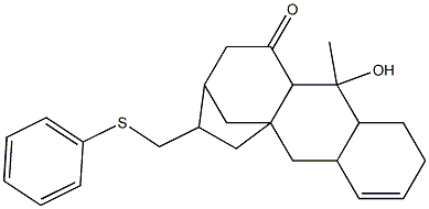 1,2,4a,5,6,7,8,9,10,10a,11,11a-dodecahydro-11-hydroxy-11-methyl-7-phenylthiomethyl-5aH-5a,8-methanocyclohepta(b)naphthalen-10-one 구조식 이미지