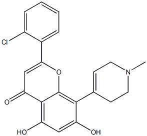 2-(2-chlorophenyl)-5,7-dihydroxy-8-(2,3,6-trihydro-1-methylpyridin-4-yl)benzopyran-4-one 구조식 이미지