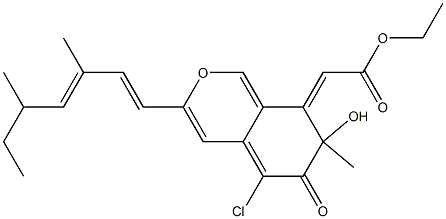 5-chloro-3-(3,5-dimethyl-1,3-heptadienyl)-7-hydroxy-7-methyl-8-(ethoxycarbonylmethyliden)-6H-2-benzopyran-6-one Structure