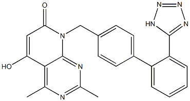 2,4-dimethyl-5-hydroxy-8-(2'-(1H-tetrazol-5-yl)biphenyl-4-ylmethyl)-8H-pyrido(2,3-d)pyrimidin-7-one 구조식 이미지
