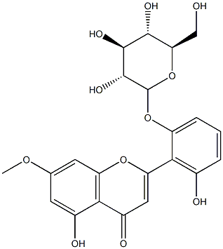 5,2',6'-trihydroxy-7-methoxyflavone 2'-O-glucopyranoside 구조식 이미지