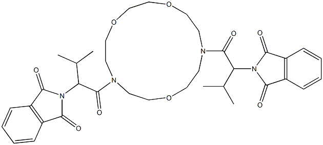 2-[1-[13-[2-(1,3-dioxoisoindol-2-yl)-3-methyl-butanoyl]-1,4,10-trioxa-7,13-diazacyclopentadec-7-yl]-3-methyl-1-oxo-butan-2-yl]isoindole-1,3-dione Structure